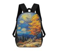 Mochilas Escolares Para Niños Impresas En 3D Starry Night Landscape with Autumn Tree Mochila De Moda Mochila Informal De Viaje Para Niños Mochila De Gran Capacidad Para Niños Y Niñas 17inch