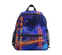 Mochilas Escolares Pintemos El Puente Golden Gate En San Francisco con Luz De Neón Bolsa De Viaje Casual Mochila Escolar Elegante Bolsa De Deporte para Senderismo Gimnasio Viaje