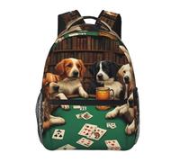 Mochilas Escuela Moda Mochila Escolar Infantil Perros jugando a las cartas Biblioteca de cartas Perro divertido Antirrobo Bolso de Escuela para Viajes Juveniles Niños 29X40cm