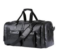 Mochilas Gimnasio Petates De La Ropa del Cuero De La PU 21inch para Los Bolsos del Fin De Semana del Viaje para El Bolso del Gimnasio De Los Deportes De Los Hombres Bolsa Gym Hombre(Bruin)