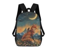 Mochilas Infantiles De 17 Pulgadas Fox And Girl in Starry Field Mochila Escolar Impresa En 3D Para Niños Mochilas De Viaje De Moda Para Niños Y Estudiantes