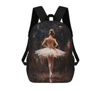 Mochilas Infantiles Impresas En 3D 17inch Ballet Dancer in Spotlight Red Curtain Call Ballet’s Final Bow Bolsas Para Libros Para Niños Y Niñas Mochila Escolar Con Bolsillos Grandes Para Niños