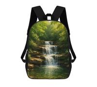 Mochilas Infantiles Impresas En 3D Cascading Waterfall in Lush Green Forest Mochilas Mochilas De Moda Casual Mochila De Día Bonitas Bolsas De Viaje Mochila Casual Para Exteriores Para Niño Y Niña