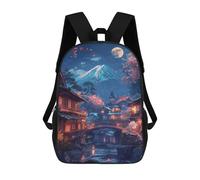 Mochilas Infantiles Impresas En 3D Cherry Blossom Village Night Scene Mochilas Mochilas De Moda Casual Mochila De Día Bonitas Bolsas De Viaje Mochila Casual Para Exteriores Para Niño Y Niña