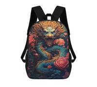Mochilas Infantiles Impresas En 3D Dragon with Flowers Fantasy Artwork Mochilas Mochilas De Moda Casual Mochila De Día Bonitas Bolsas De Viaje Mochila Casual Para Exteriores Para Niño Y Niña