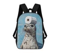 Mochilas Infantiles Impresas En 3D Seal with Toilet Paper Roll on Head-2 Mochilas Mochilas De Moda Casual Mochila De Día Bonitas Bolsas De Viaje Mochila Casual Para Exteriores Para Niño Y Niña