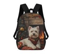 Mochilas Infantiles Impresas En 3D Westie Christmas by Fireplace Painting Christmas Dog Art Mochila Escolar Infantil Linda Mochila Informal Para Exteriores Para Niños Estudiantes De Secundaria 17inch
