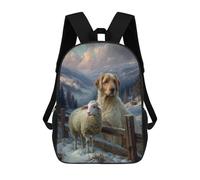 Mochilas Infantiles Impresas En 3D Winter Farm Scene with Dog And Sheep Mochilas Mochilas De Moda Casual Mochila De Día Bonitas Bolsas De Viaje Mochila Casual Para Exteriores Para Niño Y Niña