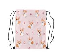 Mochilas Lindo Perro Corgi Pata De Perro Hermosas Flores Mascota Animal Kawaii Fácil De Doblar Mochila con Cordones Impermeable Bolsa De Deporte para Natación Hombre Vacaciones 39X46Cm