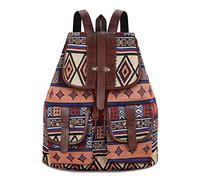 Mochilas Mujer de Cuero PU Mochila Casual de Moda Mochila étnica Impresión Multifunción Gran Capacidad Portátil de Negocios para Viajes Escolares de Trabajo, Excursiones para Acampar Daypacks