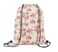 Mochilas Navidad Feliz Navidad Rústico Navidad Ciervo Alce Decoración Beige Rojo Ajustable Mochila Gimnasio Unisex Bolsa De Deporte para Senderismo Viaje Acampada 39X46Cm