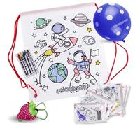 Mochilas para colorear (Animales) | 25 Bolsas individuales con 5 ceras de colores y globo. Incluye bolsa reutilizable | Regalos de cumpleaños y fiestas infantiles | Creatividad para niños