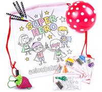 Mochilas para colorear (Fantasía) | 30 Bolsas individuales con 5 ceras de colores y globo. Incluye bolsa reutilizable | Regalos de cumpleaños y fiestas infantiles | Creatividad para niños