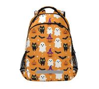 Mochilas para niñas con diseño de fantasmas y gatos naranjas para niñas con bolsa grande para libros, adolescentes, niñas, niños, mochilas para niños y niñas a partir de 10 a os