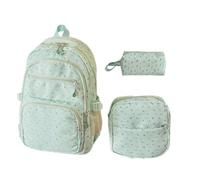 Mochilas para niñas con estuche y mochila escolar impermeable, verde, Ver | Bolsa para el almuerzo con bolsa para portátil, mochila para estudiantes, universidad, senderismo, fitness, deporte
