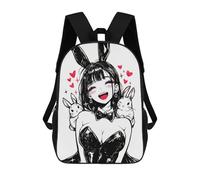 Mochilas Para Niños Anime Girl with Bunny Ears And Rabbits Mochila Escolar Mochila Para Niños Mochila De Viaje Mochilas Para Libros Mochila Impresa En 3D Para Niños Y Niñas 17inch