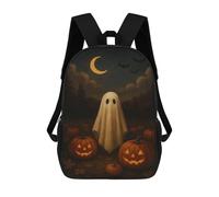 Mochilas Para Niños Cute Ghost with Pumpkins - Spooky Halloween Wall Art Mochila Escolar Mochila Para Niños Mochila De Viaje Mochilas Para Libros Mochila Impresa En 3D Para Niños Y Niñas 17inch