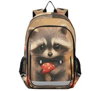 Mochilas para niños de 8 a 12 años: bolsa de libros de gran capacidad para adolescentes en varios colores, terracota Sweet Raccoon
