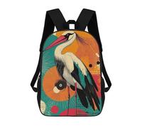 Mochilas Para Niños Mochila Escolar Stork with Geometric Background Graceful Crane A Vibrant Pop Art Expression Mochila Escolar Impresa En 3D Para Niños Estudiantes De Primaria Y Secundaria 17inch