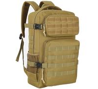 Mochilas tácticas militares de 20 a 35 litros de capacidad Molle Army Assault Utility Pack 3 Day Bug Out Bag Hiking Treeking Camouflage Hunting, Khaki, M, Táctico