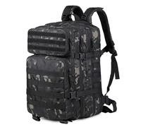 Mochilas tácticas militares de 45 litros de capacidad Molle Army Assault Utility Pack 3 Day Bug Out Bag Senderismo Treeking Camuflaje Caza - 32 x 26 x 50 cm, Negro Cp, M, Táctico