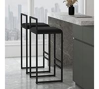 MOCHIYIA 65cm Taburetes de Bar de Terciopelo de 25.5 Pulgadas, encimeras de Cocina con Patas de Metal y taburetes Altos para el Comedor de Cocina Bistro Cafe, Negro Black