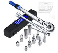 MOCINE Llave Dinamométrica 3/8", 5-60 Nm Llave de Torqu, Bicicleta, Moto,Bujías Set, 13 piezas, Con barra de extensión de 250 mm, adaptador de 3/8" a 1/2" y 1/4", Magnética de Bujía