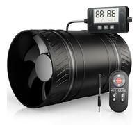 MOCINE Ventilador en línea Ø100 mm con 6 velocidades, sensor de temperatura y humedad, mando a distancia, encendido y apagado automático, funcionamiento silencioso, ideal para sótanos FB05