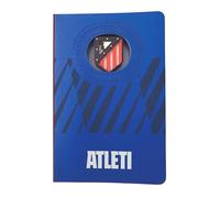 MOCIWORLD Cuaderno Atlético de Madrid con Escudo en 3D - Encuadernación con Lomo Textil y Acabados de Calidad - 120 páginas sin pautar - Color Azul - Tamaño A5