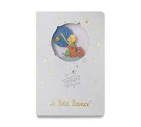 MOCIWORLD Cuaderno El Principito con Portada 3D - Encuadernación con Lomo Textil y Acabados de Calidad - 60 páginas sin pautar - Color Blanco - Tamaño A5