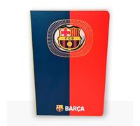 MOCIWORLD Cuaderno FC Barcelona con escudo en 3D - encuadernacón cosida y acabados de calidad - 120 páginas de hojas sin pautar - color Azulgrana - Tamaño A6