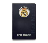 MOCIWORLD - Cuaderno Real Madrid con Escudo en 3D - Encuadernación con Lomo Textil y Acabados de Calidad - 120 páginas sin pautar - Color Azul - Tamaño A5