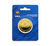 MOCIWORLD - FC Barcelona - Moneda edición Especial con Escudo e inscripción en Relieve Barça - Coleccionable - Dorada - Producto Oficial