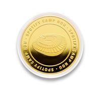 MOCIWORLD FC Barcelona - Moneda edición Especial con Escudo y Grabado del Estadio Spotify Camp NOU - Coleccionable - Dorada - Producto Oficial