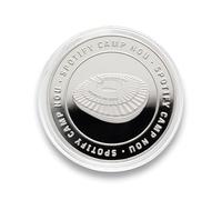 MOCIWORLD FC Barcelona - Moneda edición Especial con Escudo y Grabado del Estadio Spotify Camp NOU - Coleccionable - Plateada - Producto Oficial