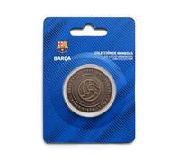 MOCIWORLD - FC Barcelona - Moneda edición Especial con Escudo y Grabado en Relieve balón con inscripción “Força Barça” - Coleccionable - Bronce - Producto Oficial