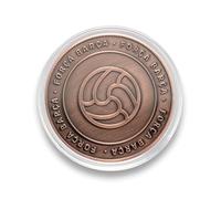 MOCIWORLD FC Barcelona - Moneda edición Especial con Escudo y Grabado en Relieve balón con inscripción “Força Barça” - Coleccionable - Bronce - Producto Oficial