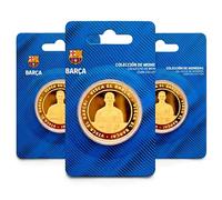 MOCIWORLD Pack 3 Monedas Oficiales FC Barcelona - Edición Especial Idols 2025-26" con Pedri, Raphinha y Lewandowski - Monedas Doradas de Colección con Escudo, Número y Firma - Producto Oficial
