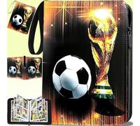 Mockotta Álbum de recortes de fútbol, 50 páginas, 400 bolsillos, tarjetas coleccionables de fútbol, álbum grande con cremallera y asa de agarre.