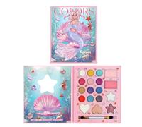 MockTota Estuche De Maquillaje para NiñAs, Set De Maquillaje Infantil Sin TóXicos Y Lavable, Kit De Maquillaje para Halloween para NiñOs, Set De Maquillaje De Princesas para NiñAs DIY (18 Colores)