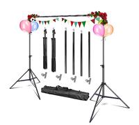 Moclever Soporte de telón de fondo, soporte de telón de fondo para fiestas, kit de soporte de fondo de fotos ajustable de 10 pies con bolsa de transporte, soporte de fondo, soporte de fondo de