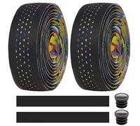 MOCNT 2 Piezas Cinta de Manillar de Bicicleta Carretera Ciclismo Cinta de Esponja EVA PU Cuero Bandas Autoadhesivas Antideslizante Transpirable con Tapón Extremo Barra Vistoso