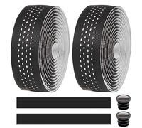 MOCNT 2 Piezas Cinta de Manillar de Bicicleta Carretera Ciclismo Cinta de Esponja EVA PU Cuero Bandas Autoadhesivas Antideslizante Transpirable con Tapón Extremo Barra Blanco