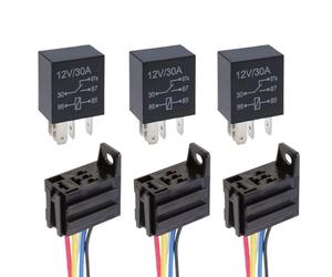 MOCNT 3 Piezas 12V 30A Relé de Coche con Enchufe SPDT 5 Pines Automóvil Relé con Alambre Tarea Pesada Automático Relé 5 Terminal Interruptor de Relé Abierto Cerrado Contactor Relé