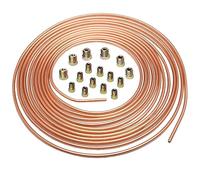 MOCNT 4,75mm Tubo de Freno de Cobre para Auto 3/16" Kit de Línea de Freno Manguera de Freno Recubierta de Cobre Reemplazo Automóvil Tubería de Freno Aceite 7,6m de 16 Tuercas