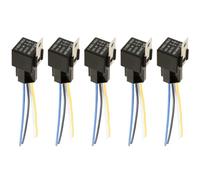 MOCNT 5 Piezas 12V 40A Relé de Coche con Enchufe SPST 4 Pines Automóvil Relé con Alambre Relé 4 Terminal Interruptor de Relé Abierto Vehículo Camión Relé Contactor de Relé
