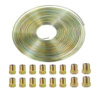 MOCNT 6,35mm Tubo de Freno para Auto 1/4" Kit de Línea de Freno Manguera de Freno Recubierta de Galvanizado Reemplazo Automóvil Tubería de Freno Aceite 7,6m de 16 Tuercas