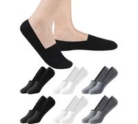 MOCOCITO Calcetines Cortos Hombre y Mujer, 6 Pares Calcetines Invisibles Transpirables Verano Pinkies, Algodón con Antideslizantes para Deporte, Trabajo y Uso Diario （Blancos Negros Gris）