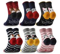 MOCOCITO Calcetines Mujer, 6 Pares Calcetines de Gato Mujer Invierno, Calcetines Térmicos de Algodón Divertidos Adorable Regalos Originales