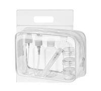 MOCOCITO Neceser Transparente con 8 Botellas de Viaje (MAX.100ml) y 1 Bolsa de Vuelo para Líquidos (20x20 CM,1L), Bolsa de Cosméticos Impermeable para Hombre y Mujer